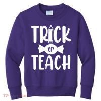 Trick Or Teach Halloween Teacher Kids Sweatshirt thumb 0