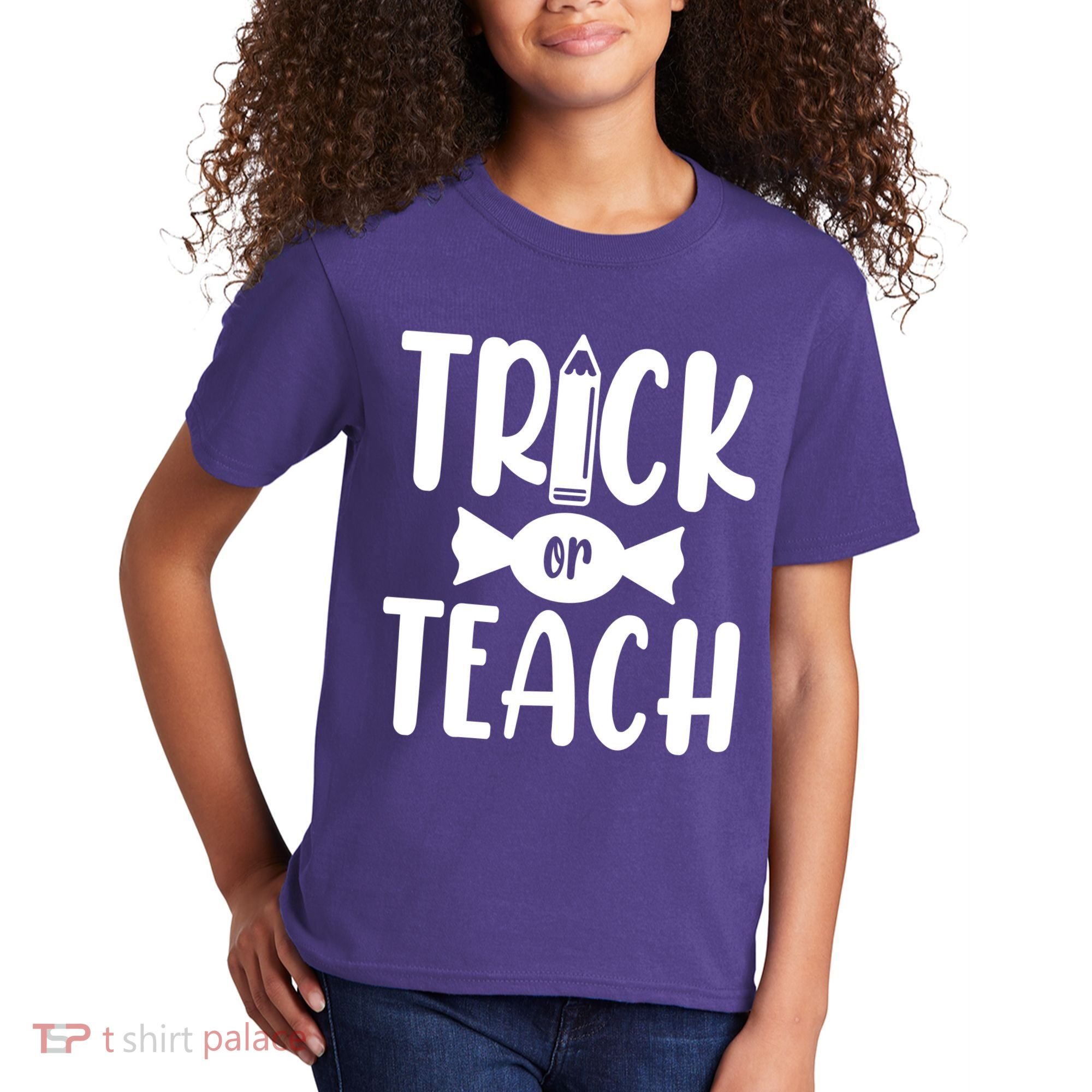 Trick Or Teach Halloween Teacher Kids T-Shirt