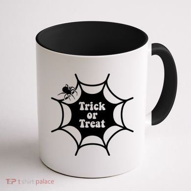 Trick Or Treat Spider Web Halloween Coffee Mug back
