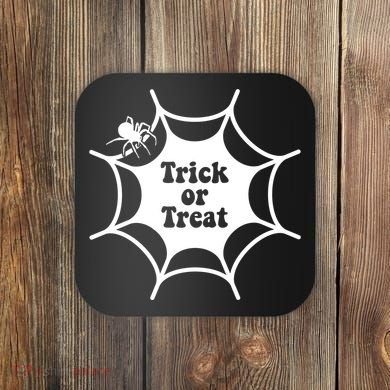 Trick Or Treat Spider Web Halloween Coaster