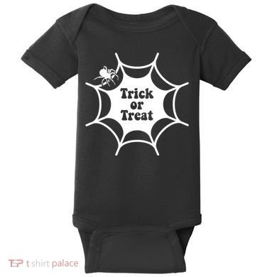 Trick Or Treat Spider Web Halloween Baby Bodysuit