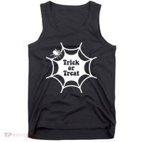 Trick Or Treat Spider Web Halloween Tank Top thumb 0