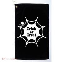 Trick Or Treat Spider Web Halloween Golf Towel thumb 0