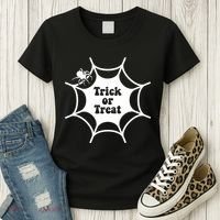 Trick Or Treat Spider Web Halloween Women's T-Shirt thumb 3