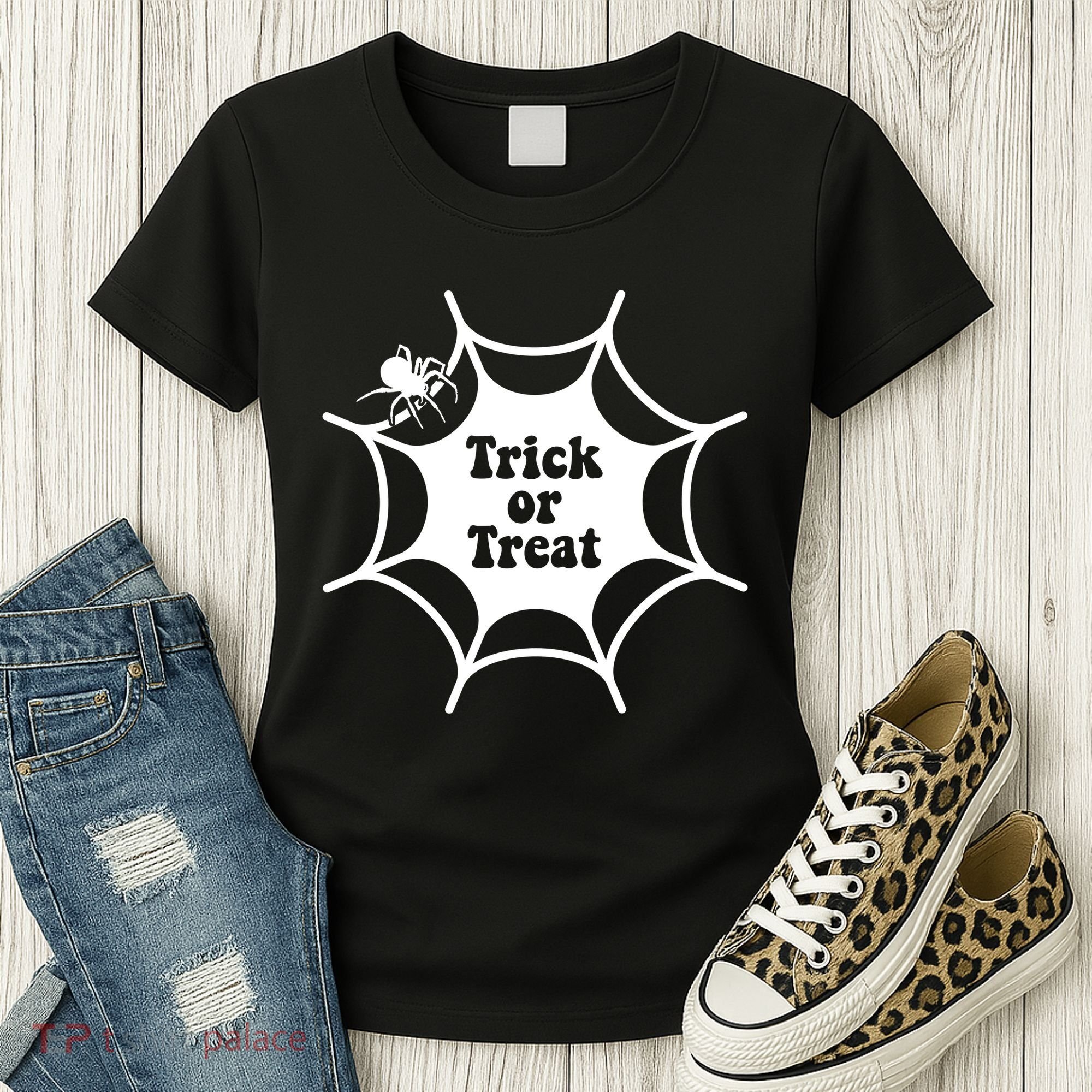 Trick Or Treat Spider Web Halloween Women's T-Shirt