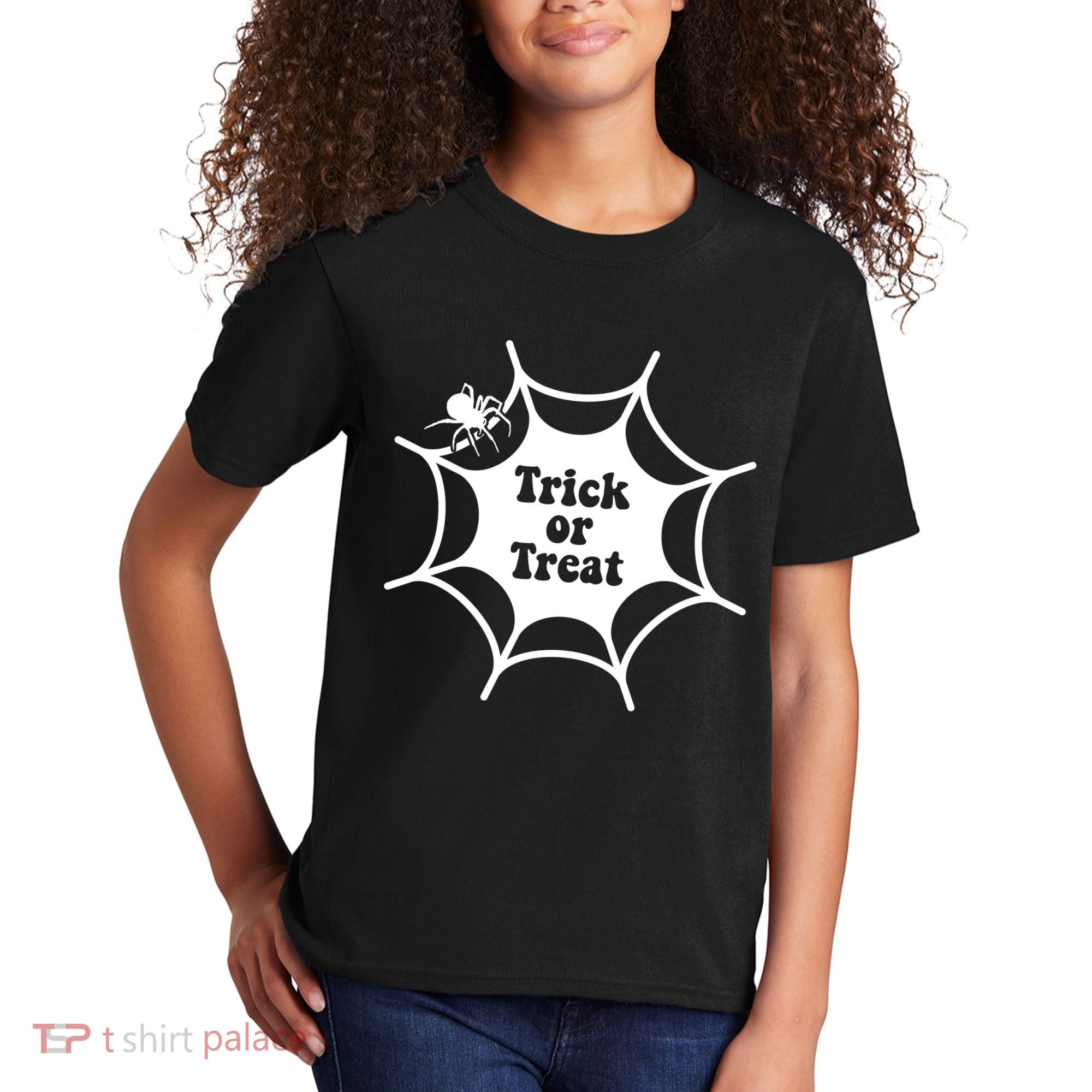 Trick Or Treat Spider Web Halloween Kids T-Shirt