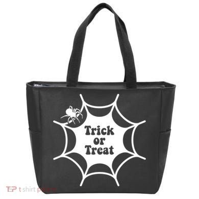 Trick Or Treat Spider Web Halloween Tote Bag