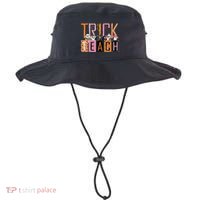 Trick or Teach Floral Groovy Halloween Teacher Retro Ghost Bucket Hat thumb 0