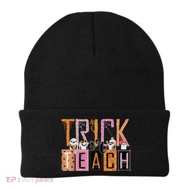 Trick or Teach Floral Groovy Halloween Teacher Retro Ghost Beanie