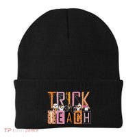 Trick or Teach Floral Groovy Halloween Teacher Retro Ghost Beanie thumb 0
