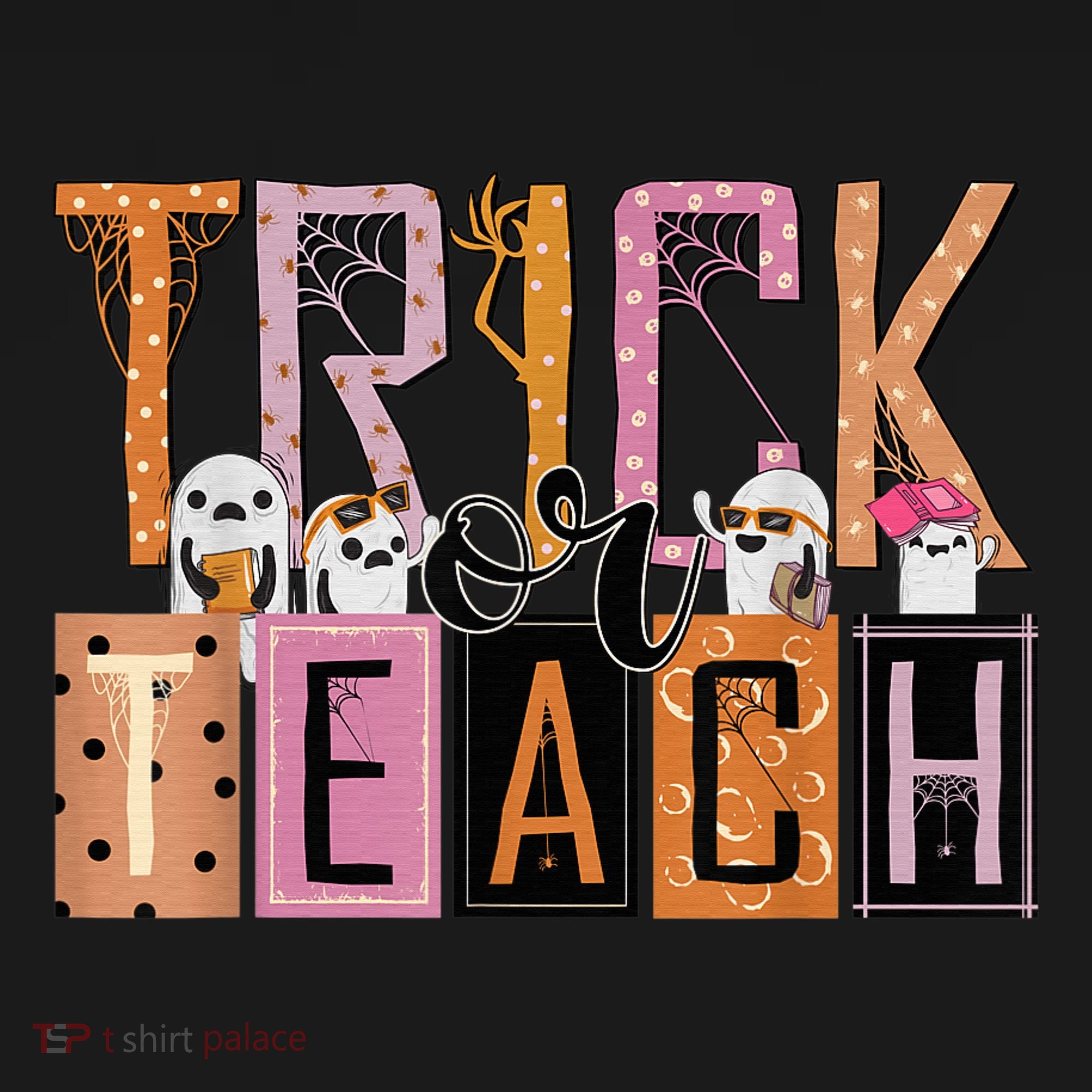 Trick or Teach Floral Groovy Halloween Teacher Retro Ghost Women's Hoodie