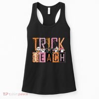 Trick or Teach Floral Groovy Halloween Teacher Retro Ghost Women's Tank Top thumb 0