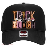 Trick or Teach Floral Groovy Halloween Teacher Retro Ghost Hat thumb 0