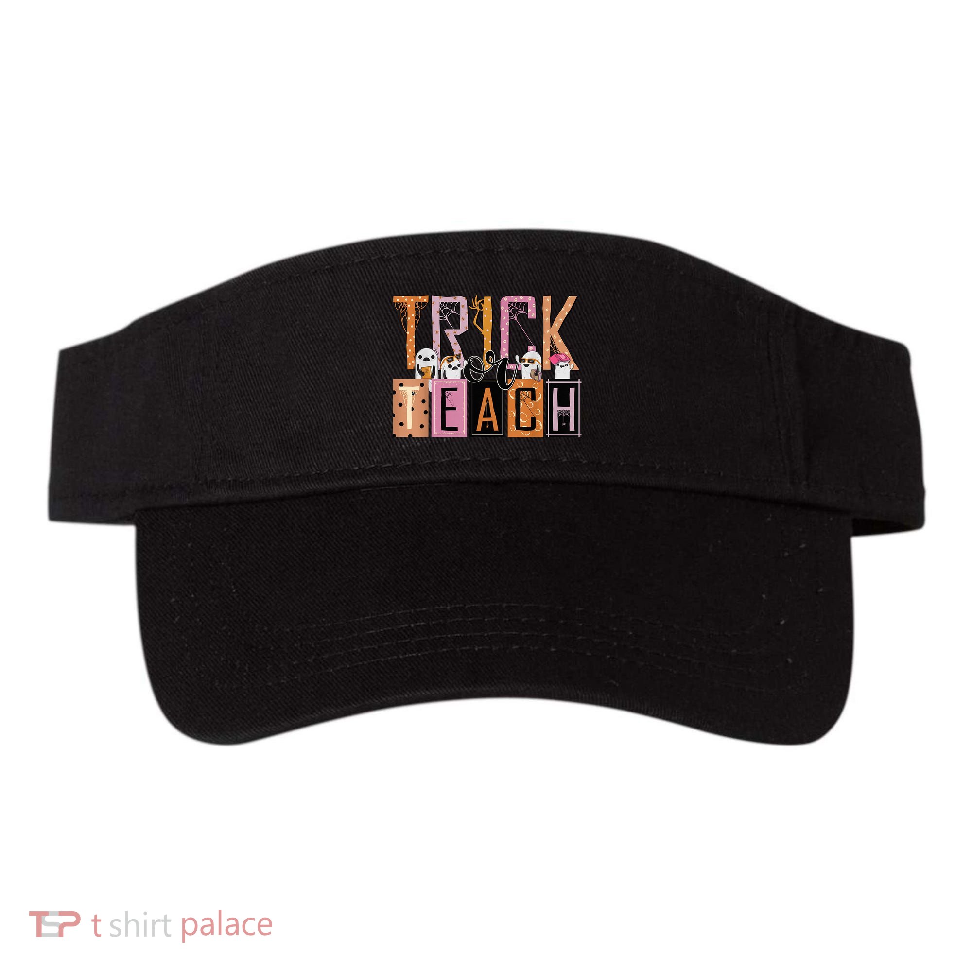 Trick or Teach Floral Groovy Halloween Teacher Retro Ghost Visor