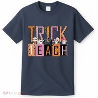Trick or Teach Floral Groovy Halloween Teacher Retro Ghost T-Shirt thumb 0