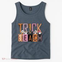 Trick or Teach Floral Groovy Halloween Teacher Retro Ghost Tank Top thumb 2