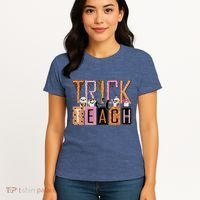 Trick or Teach Floral Groovy Halloween Teacher Retro Ghost Women's T-Shirt thumb 4