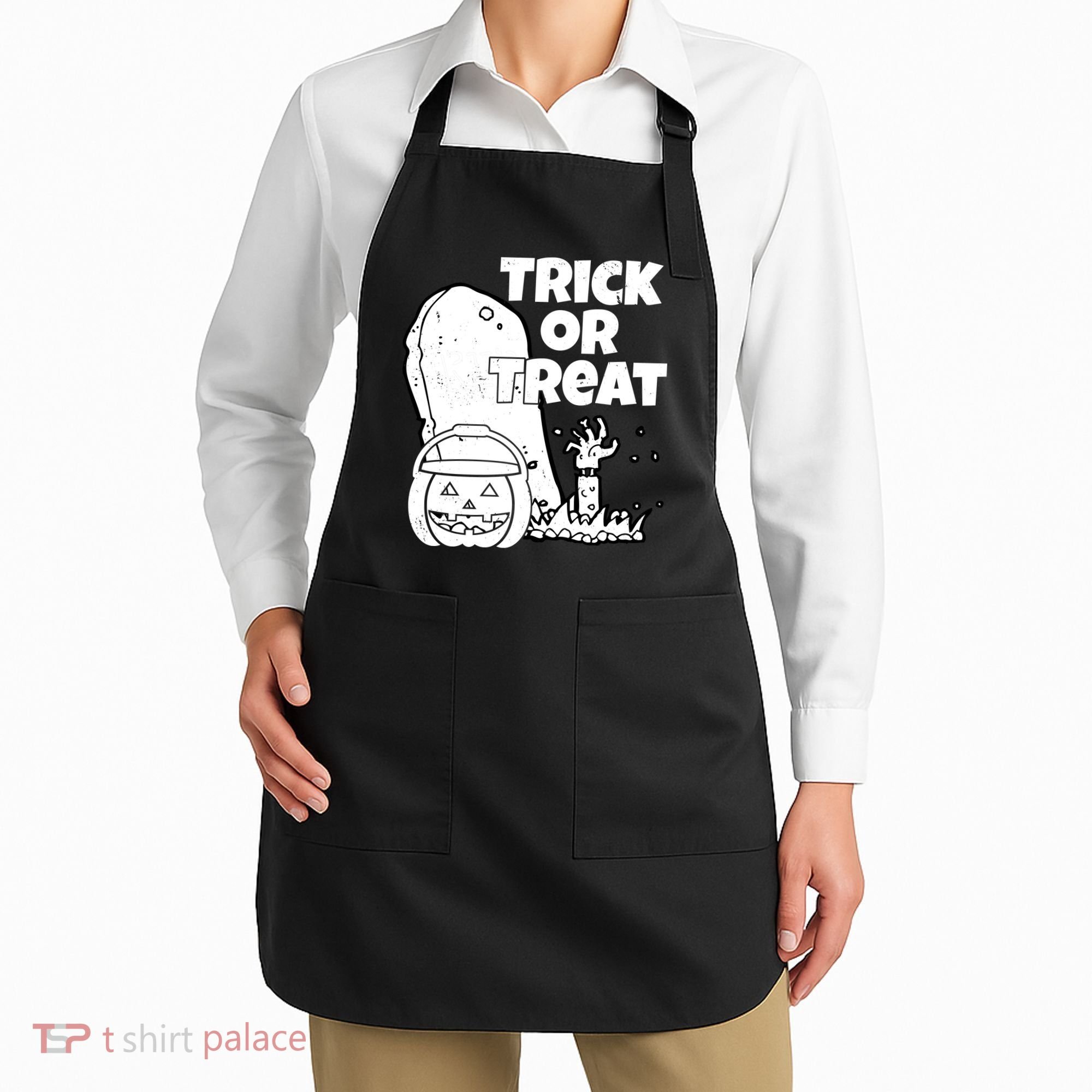 Trick Or Treat Halloween Spooky Graveyard Apron