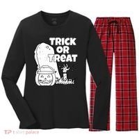 Trick Or Treat Halloween Spooky Graveyard Women's Long Sleeve Flannel Pajama Set  thumb 0