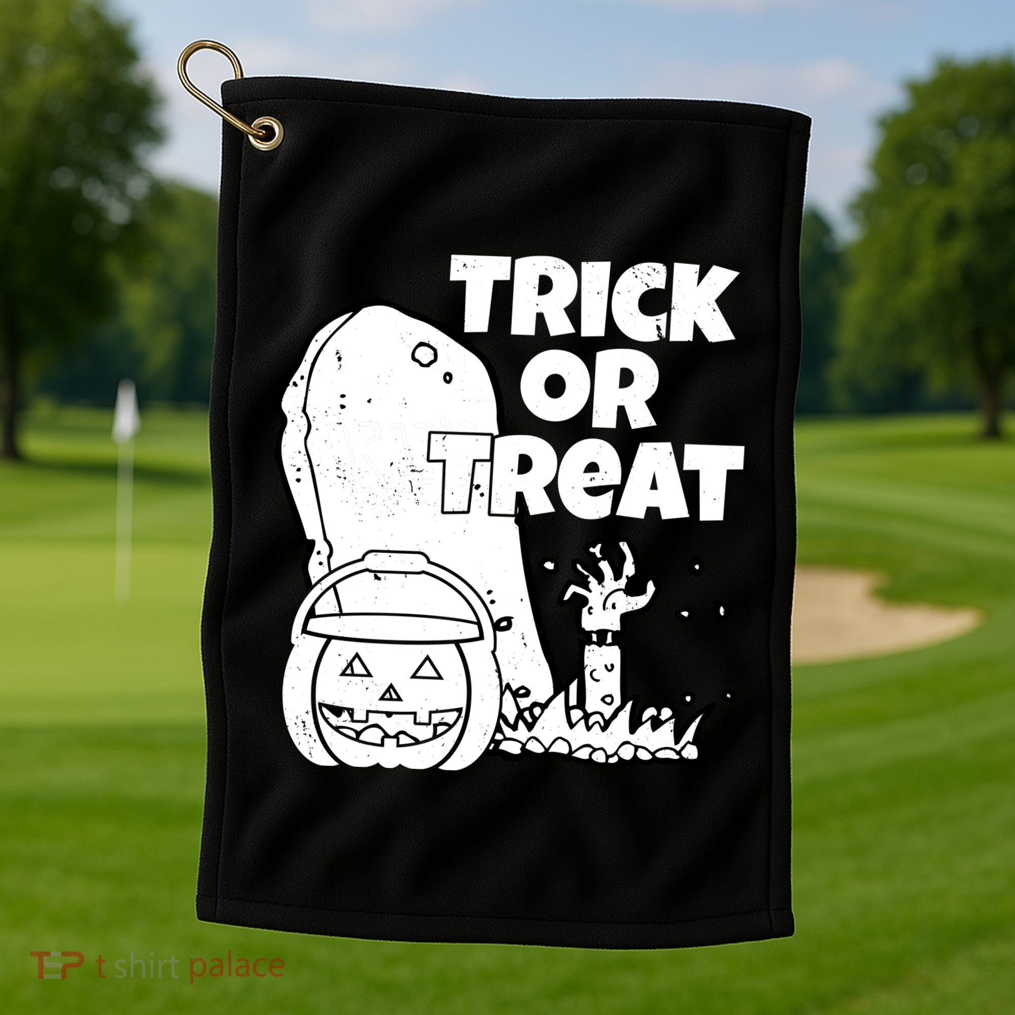 Trick Or Treat Halloween Spooky Graveyard Golf Towel