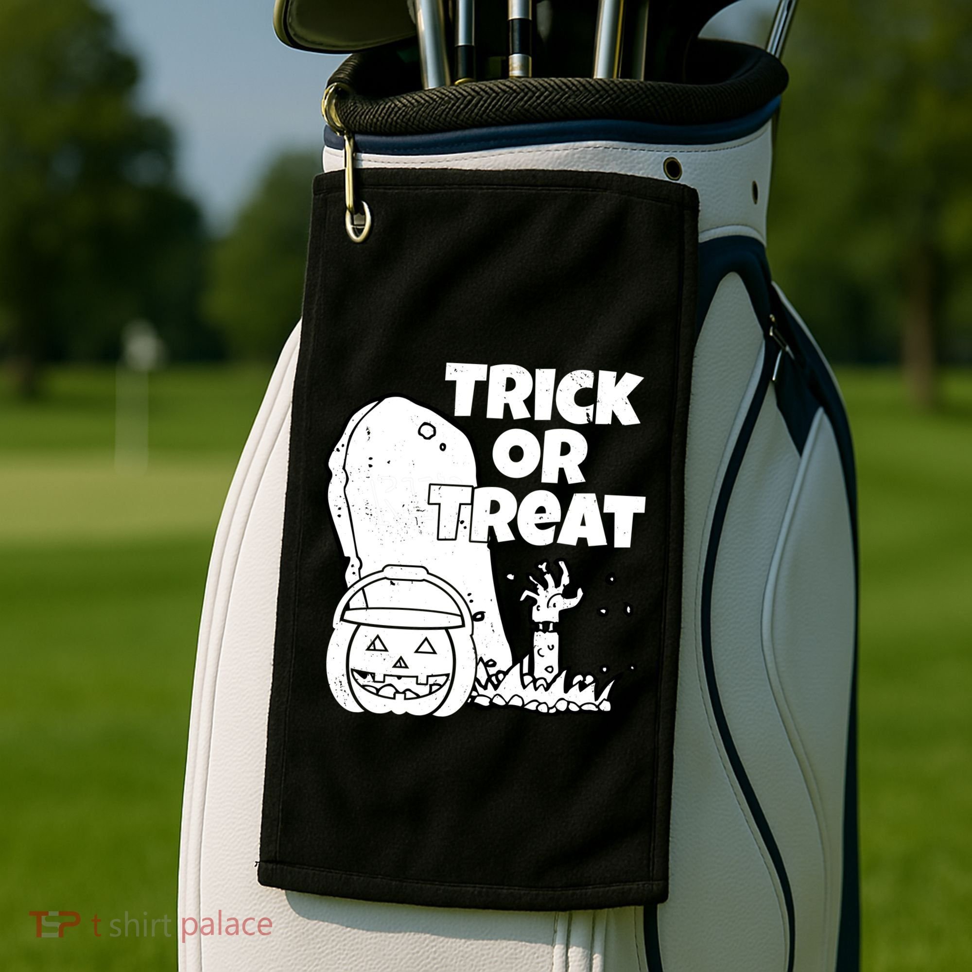 Trick Or Treat Halloween Spooky Graveyard Golf Towel