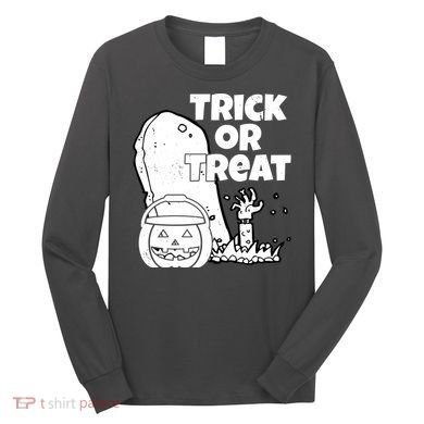 Trick Or Treat Halloween Spooky Graveyard Long Sleeve Shirt