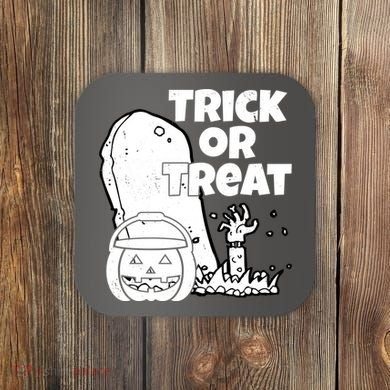Trick Or Treat Halloween Spooky Graveyard Coaster