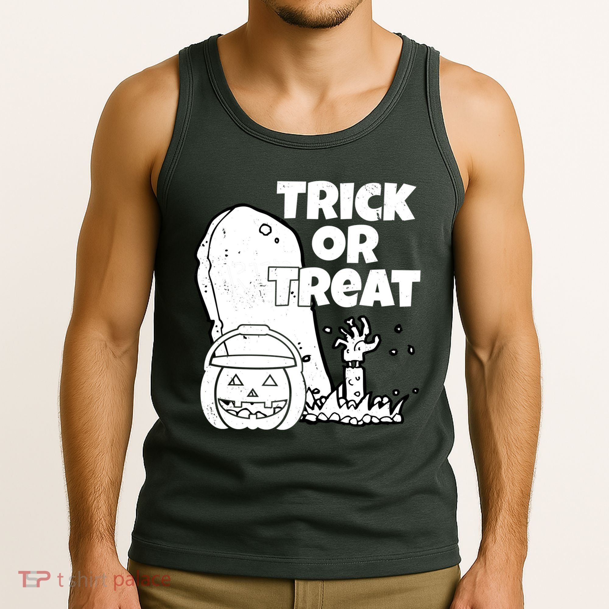 Trick Or Treat Halloween Spooky Graveyard Tank Top