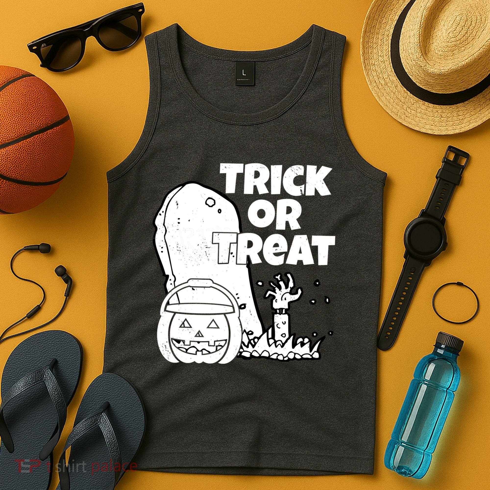 Trick Or Treat Halloween Spooky Graveyard Tank Top
