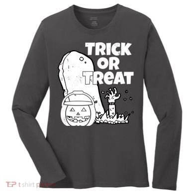Trick Or Treat Halloween Spooky Graveyard Women's Long Sleeve Shirt