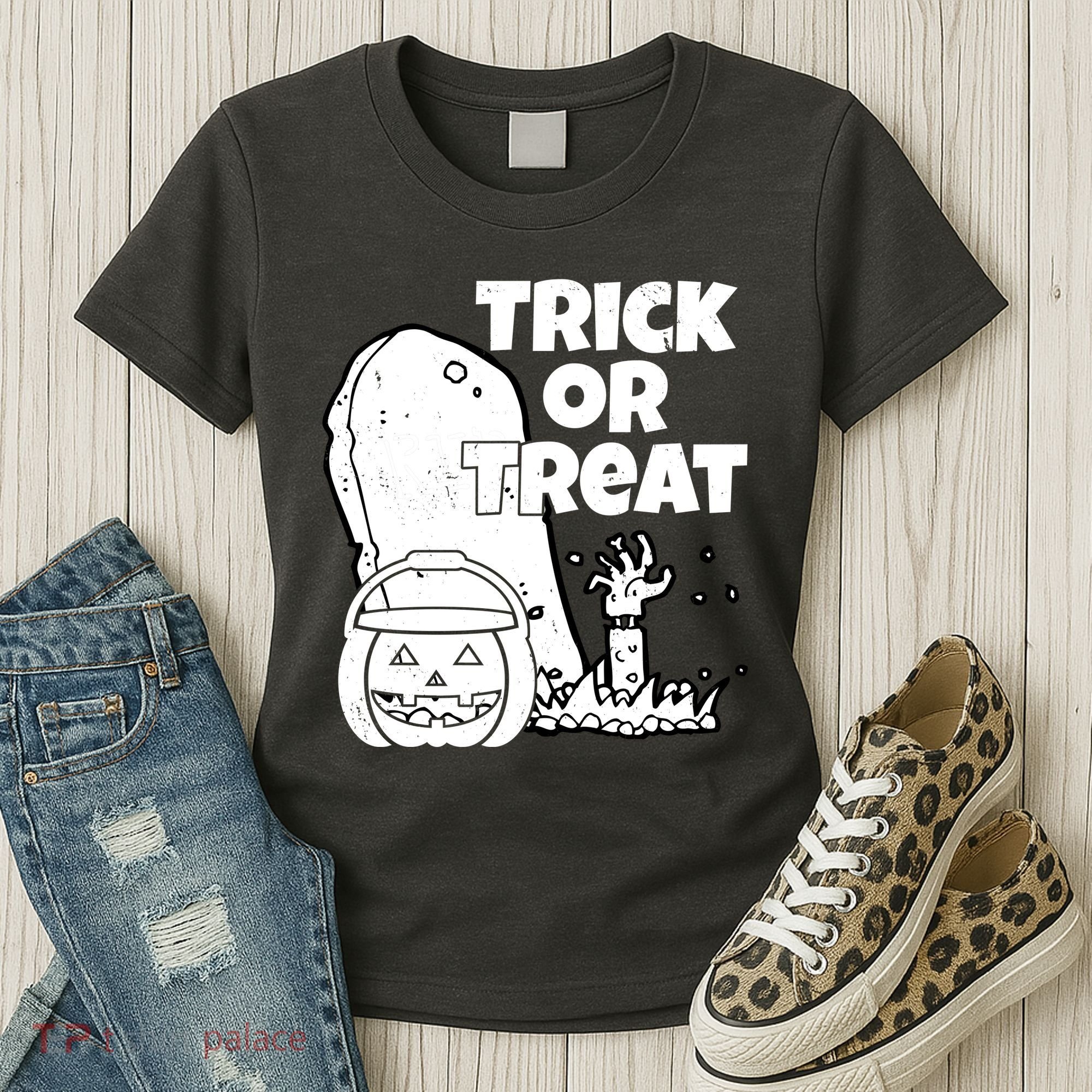 Trick Or Treat Halloween Spooky Graveyard Women's T-Shirt