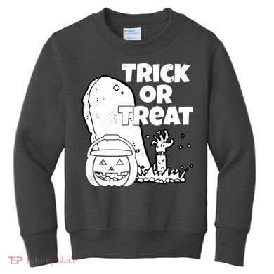 Trick Or Treat Halloween Spooky Graveyard Kids Sweatshirt