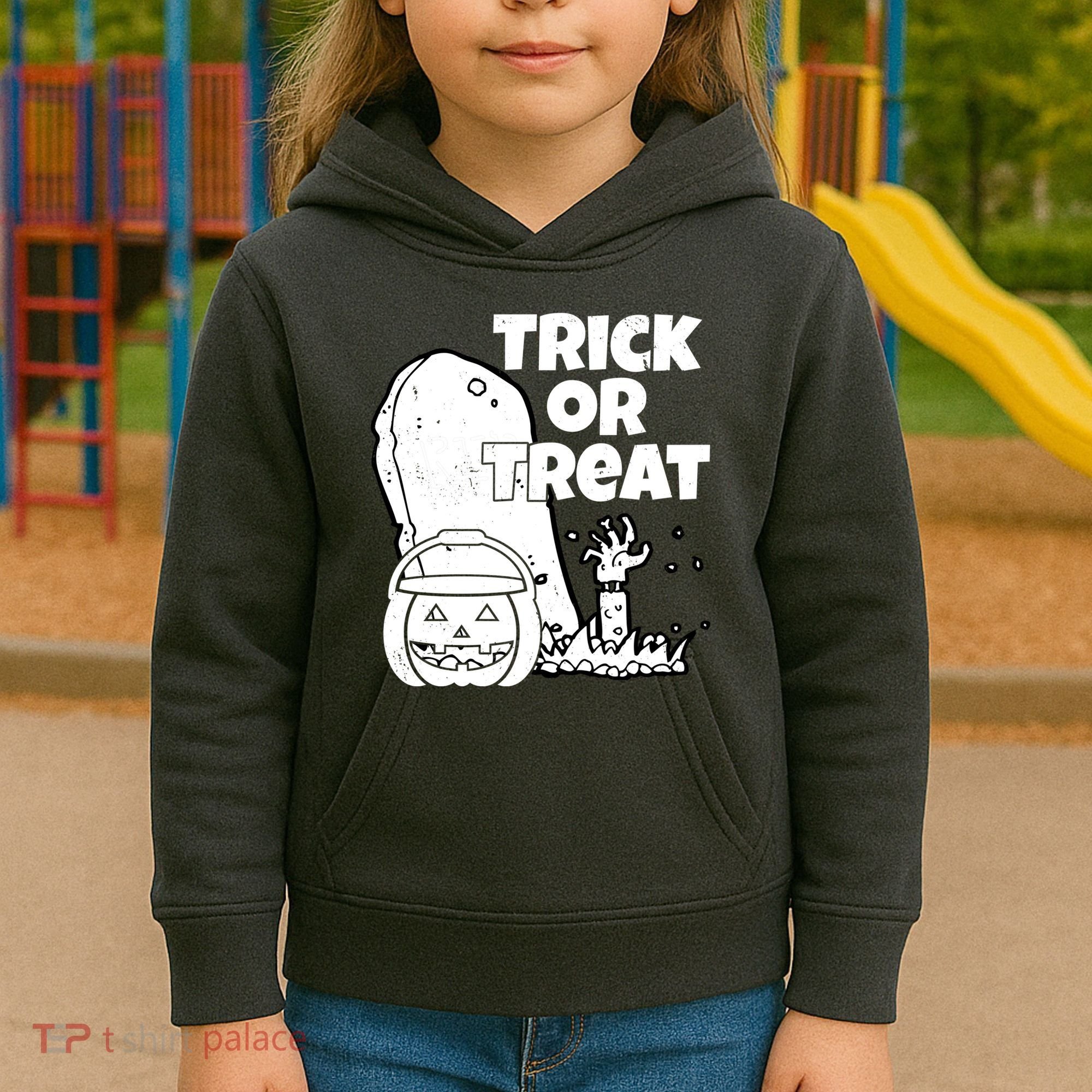 Trick Or Treat Halloween Spooky Graveyard Kids Hoodie