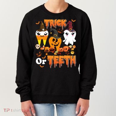 Trick Or Teeth Cute Witch Teeth Dental Dentist Halloween Gift Women's Sweatshirt