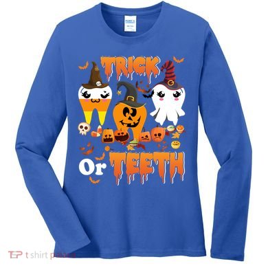 Trick Or Teeth Cute Witch Teeth Dental Dentist Halloween Gift Women's Long Sleeve Shirt