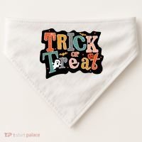 Trick Or Treat Halloween Spooky Gift Cute USA-Made Doggie Bandana thumb 0