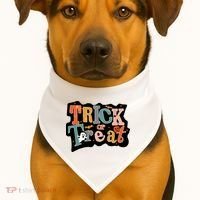 Trick Or Treat Halloween Spooky Gift Cute USA-Made Doggie Bandana thumb 1