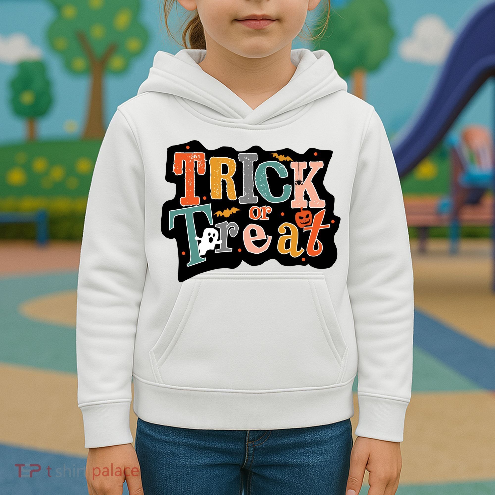 Trick Or Treat Halloween Spooky Gift Cute Kids Hoodie