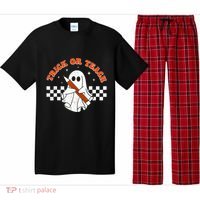 Trick Or Teach Groovy Teacher Halloween Retro Floral Ghost Pajama Set thumb 0
