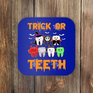 Trick Or Teeth Funny Dental Clinic Dentist Halloween Costume Gift Coaster
