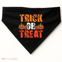 Trick Or Treat Halloween Festive Pumpkin USA-Made Doggie Bandana thumb 0