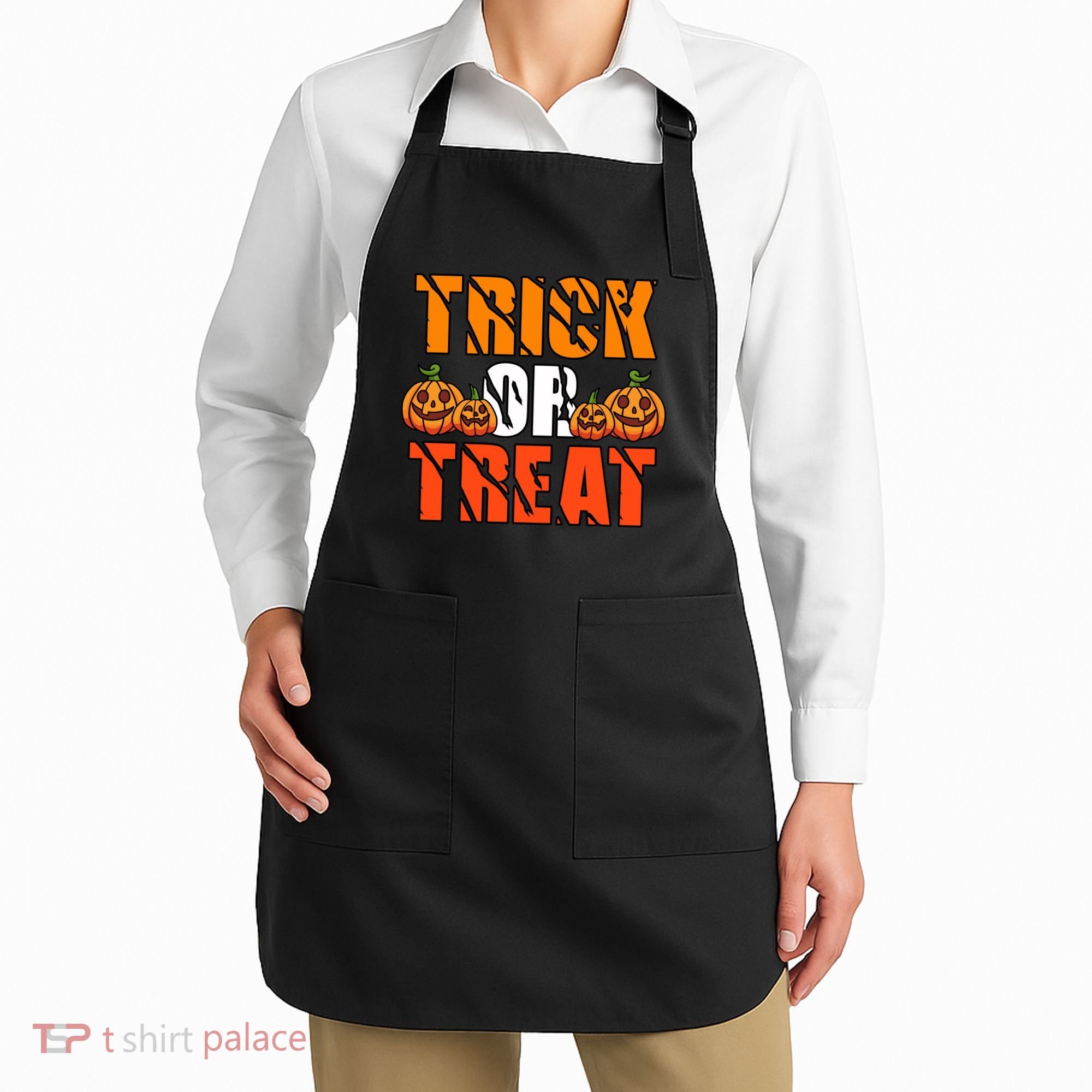 Trick Or Treat Halloween Festive Pumpkin Apron