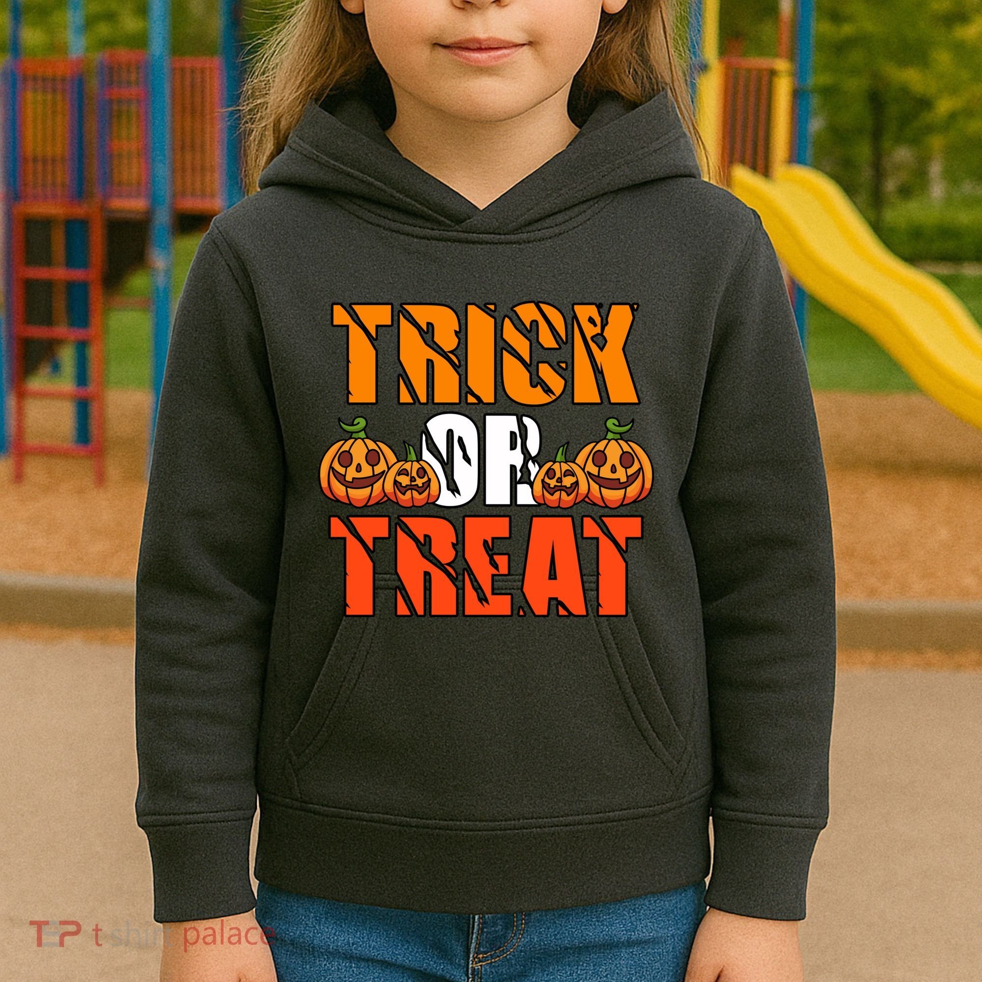 Trick Or Treat Halloween Festive Pumpkin Kids Hoodie