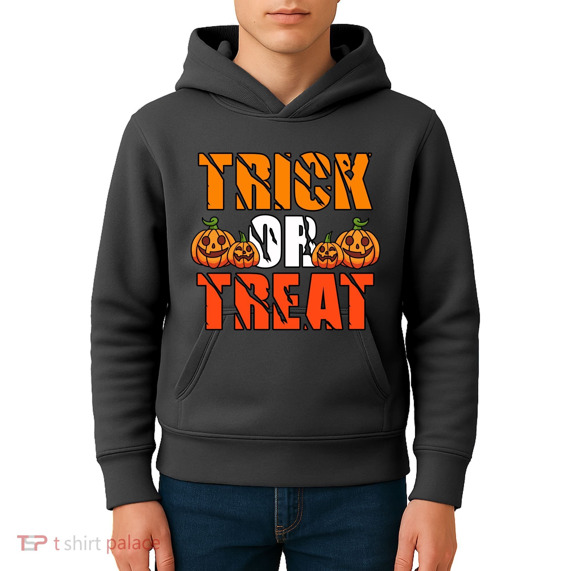 Trick Or Treat Halloween Festive Pumpkin Kids Hoodie