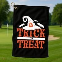 Trick Or Treat Halloween Witch Golf Towel thumb 1