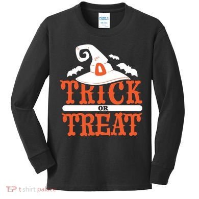 Trick Or Treat Halloween Witch Kids Long Sleeve Shirt