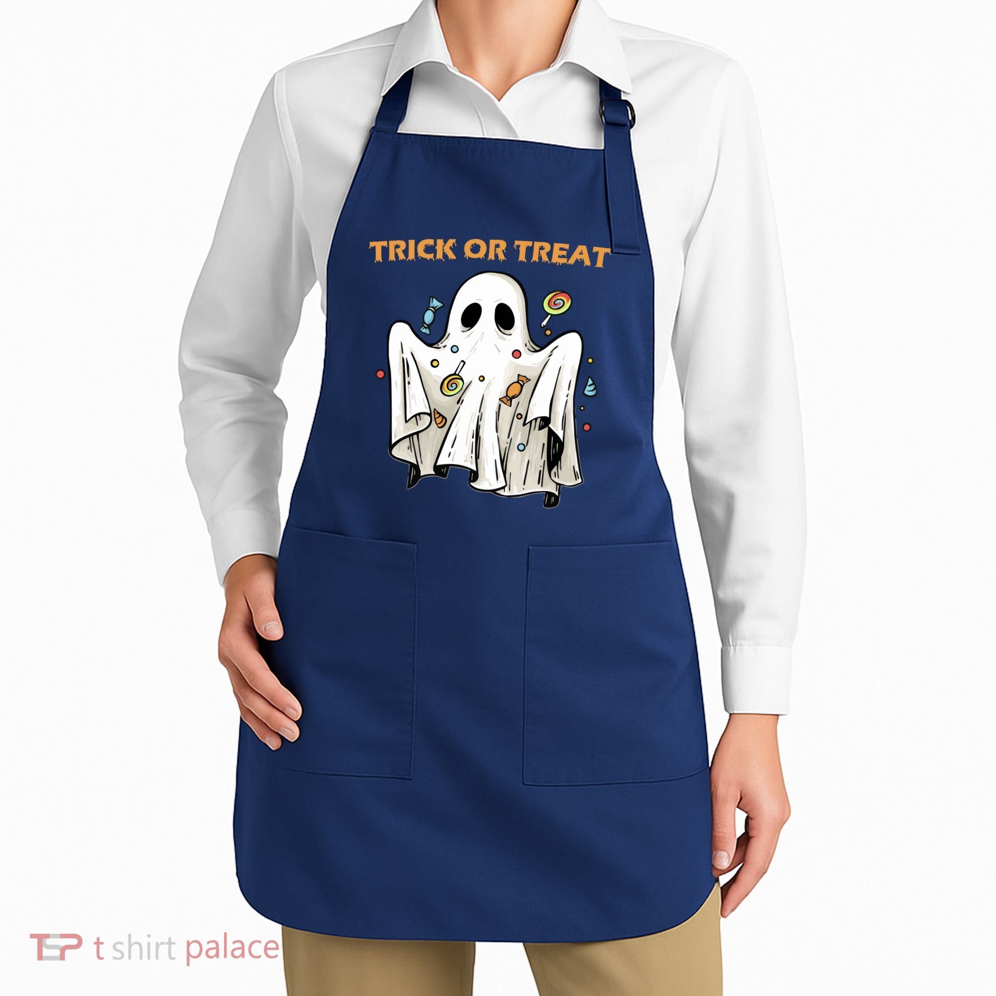 Trick Or Treat Candy Ghost Halloween Apron