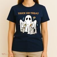 Trick Or Treat Candy Ghost Halloween T-Shirt thumb 4