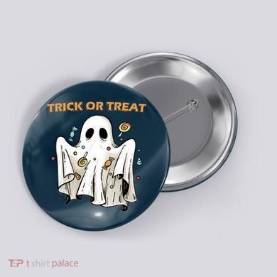 Trick Or Treat Candy Ghost Halloween Button