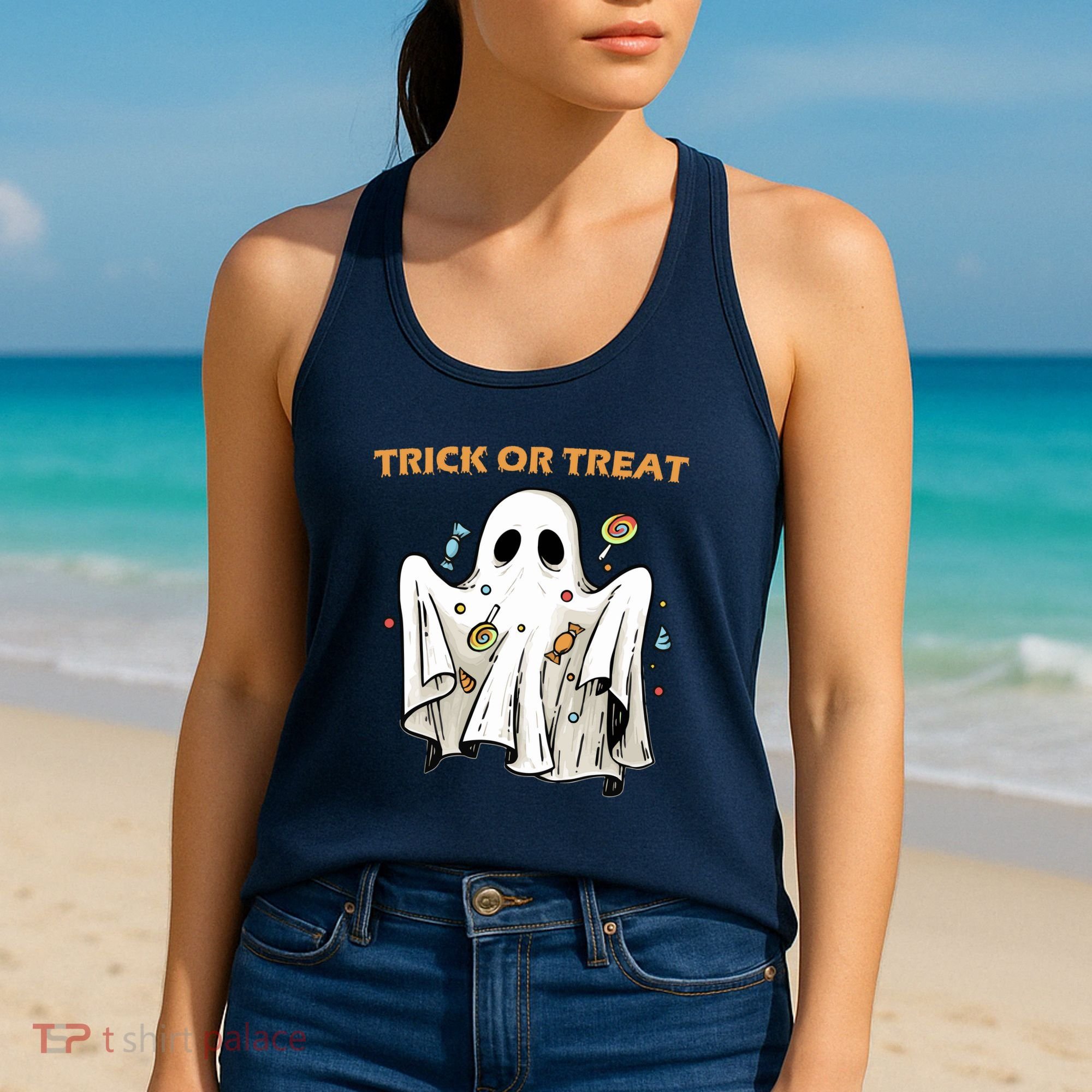 Trick Or Treat Candy Ghost Halloween Women's Tank Top